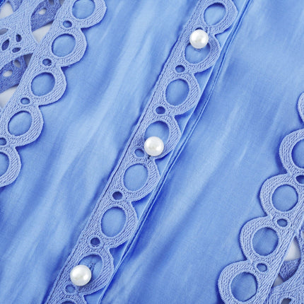 Mireille Blue Lace Sleeveless Mini Dress