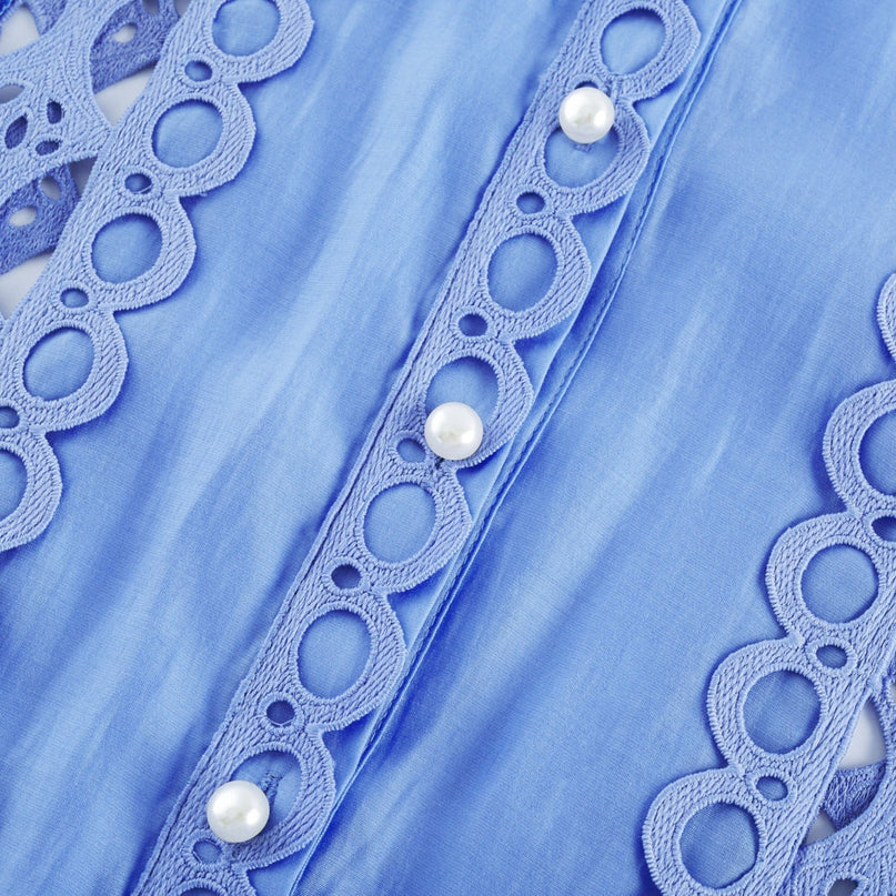 Mireille Blue Lace Sleeveless Mini Dress