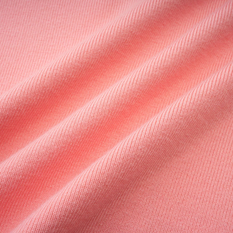 Mirella Pink and Black Long Sleeved Dress Polyester Cotton Rib Knit V-Neck Button Fastening Patch Pockets Thigh Length