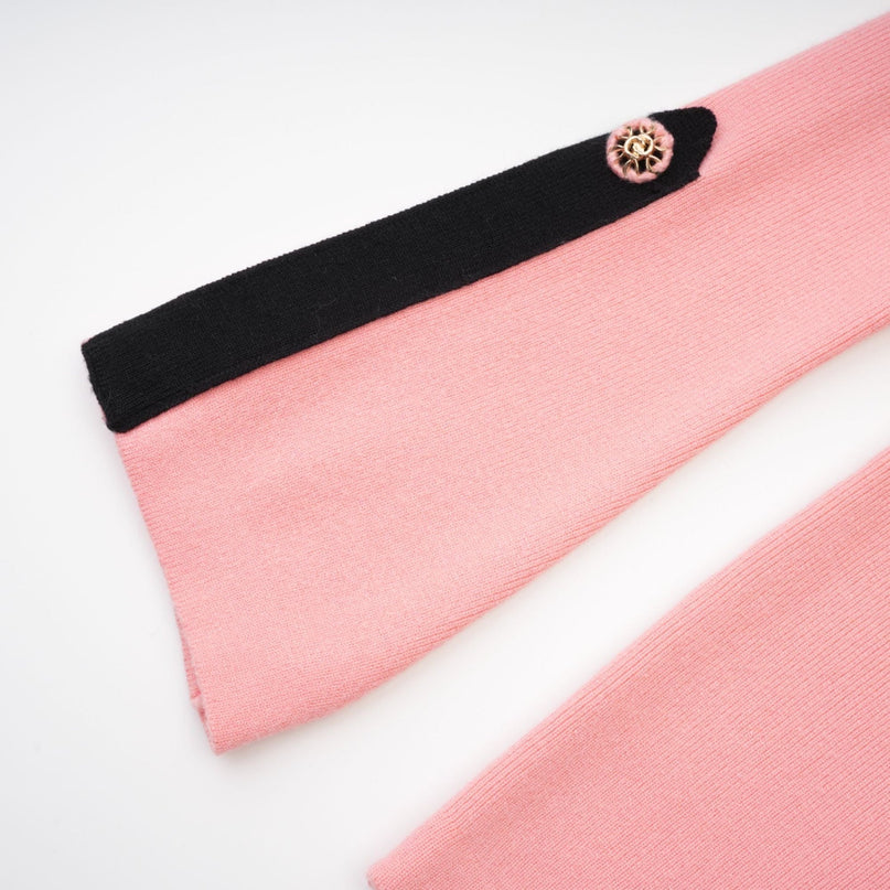 Mirella Pink and Black Long Sleeved Dress in Rib-Knit Blend