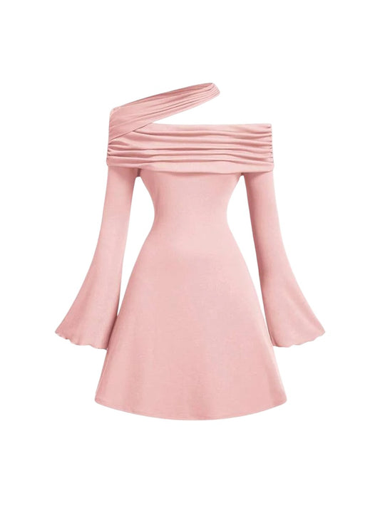 MOD OffTheShoulder Bell Sleeve ALine Pink Dress