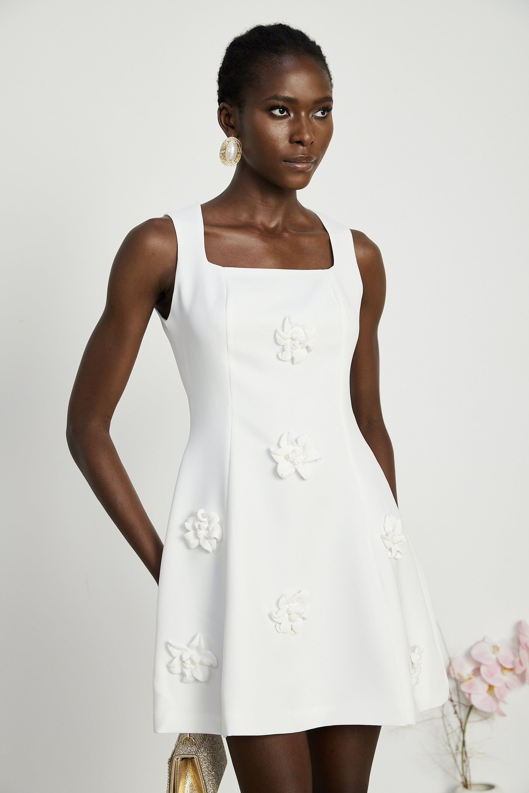 Moren fauxflower mini dress