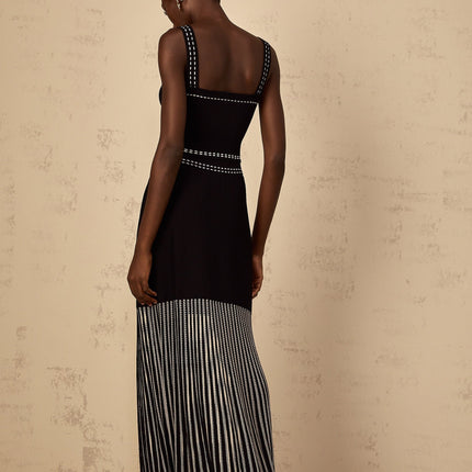 Morgan Black Ribbed Knit Top and Skirt Set