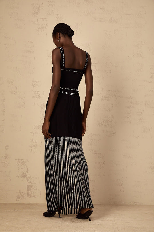 Morgan Black Ribbed Knit Top and Skirt Set