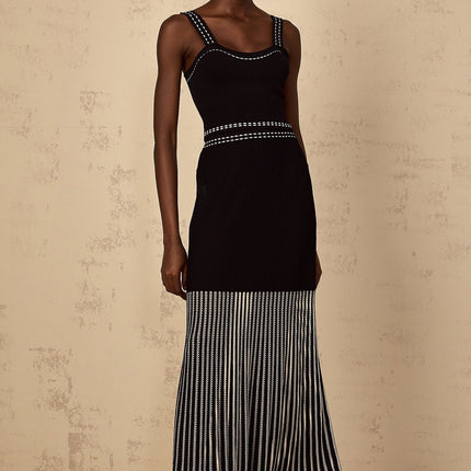 Morgan Black Ribbed Knit Top and Skirt Set