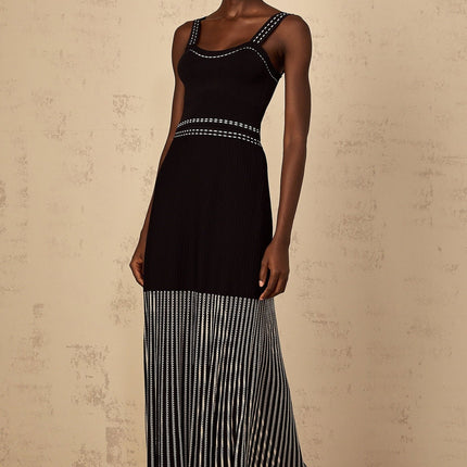 Morgan Black Ribbed Knit Top and High-Rise Skirt Set