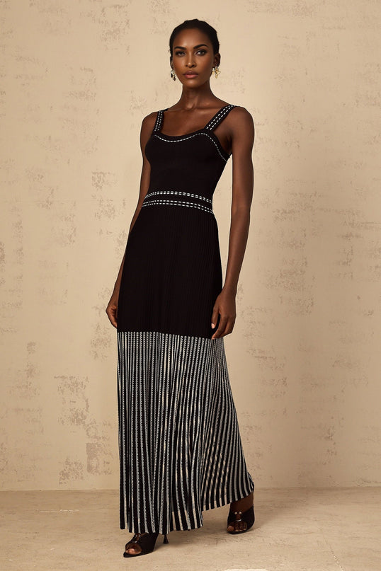 Morgan Black Ribbed Knit Top and High-Rise Skirt Set