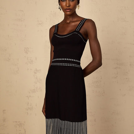 Morgan Black Ribbed Knit Top and Skirt Set