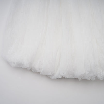Morgan White Mini Dress Pleated Tulle Floral Applique