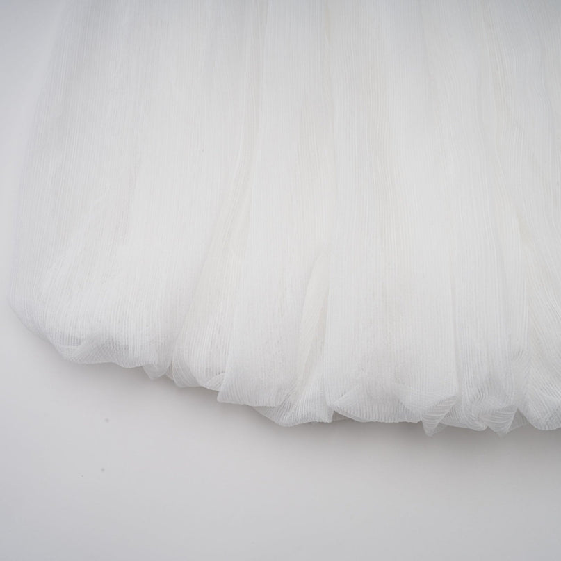 Morgan White Mini Dress Pleated Tulle Floral Applique