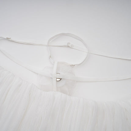 Morgan White Mini Dress Pleated Tulle Floral Applique