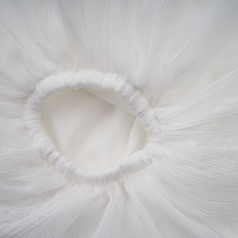 Morgan White Mini Dress Pleated Tulle Floral Applique