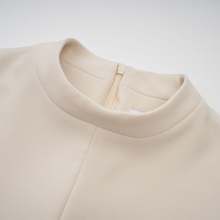 Morgan White Mini Dress Long Sleeve Flared Cuff Faux Pocket Detailing Straight Hem Rear Zip Fastening Thigh Length