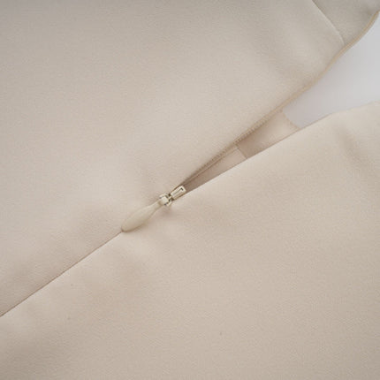 Morgan White Mini Dress Mock Neck Long Sleeve Flared Cuffs Faux Pocket Detailing Straight Hem Rear Zip Fastening