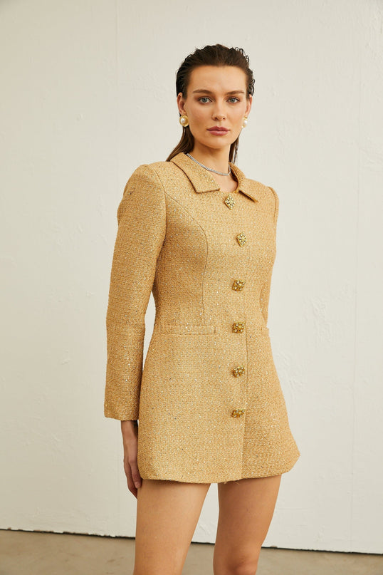 Morgane tweed longsleeve mini dress