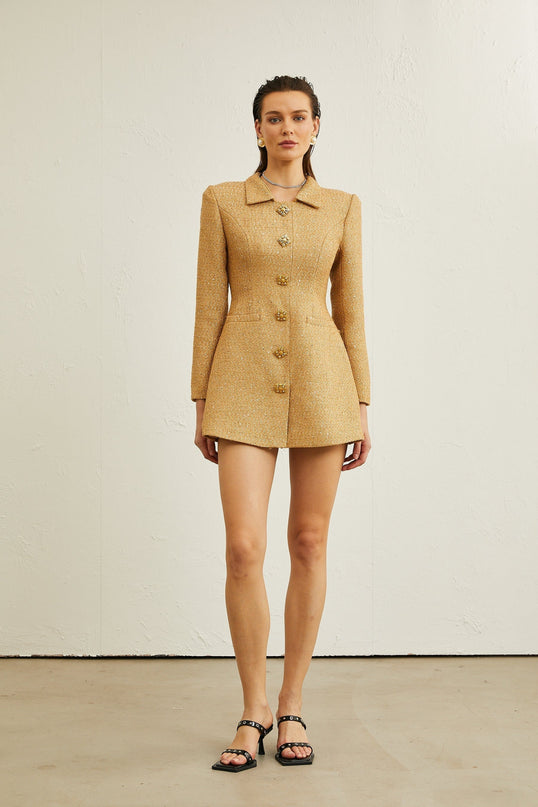 Morgane tweed longsleeve mini dress