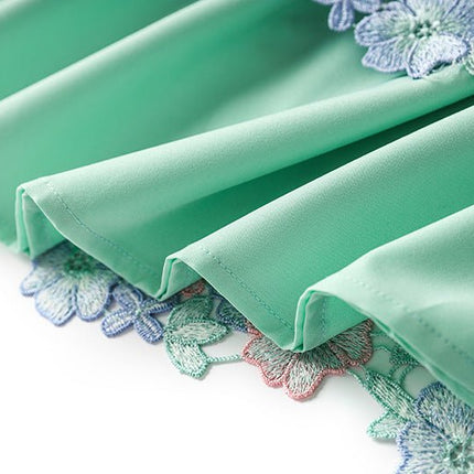 Multicolored floral embroidery lace A-line skirt