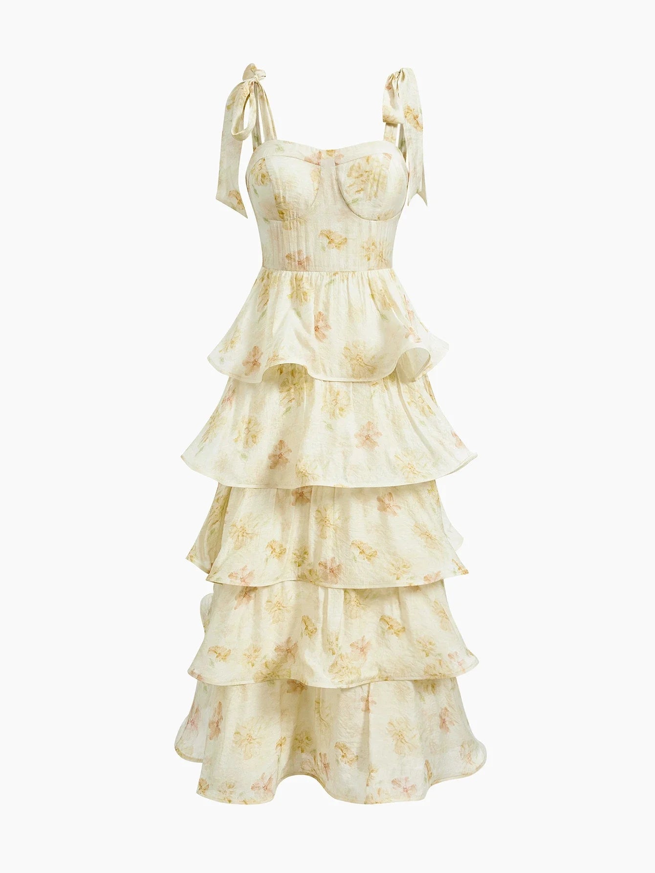 MULTILAYER TIEUP RUFFLE DRESS