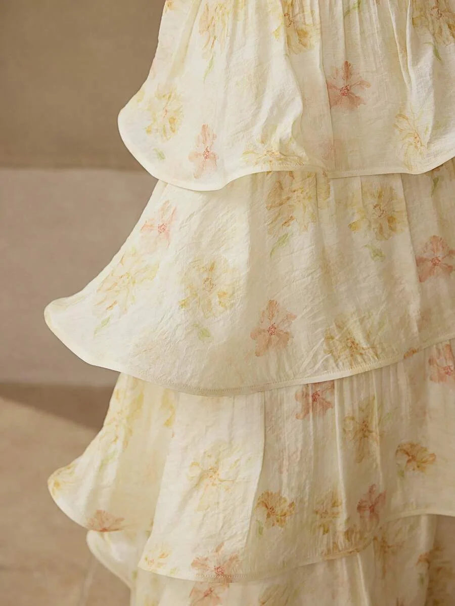 MULTILAYER TIEUP RUFFLE DRESS