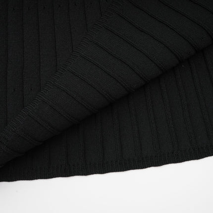 Nadège black ruffledneck knitted midi dress