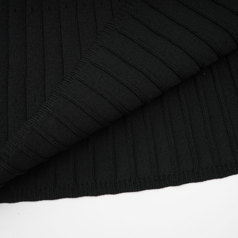 Nadège black ruffledneck knitted midi dress