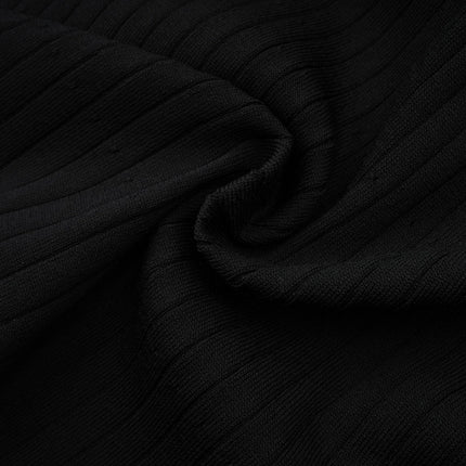 Nadège black ruffledneck knitted midi dress