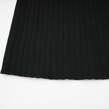 Nadège black ruffledneck knitted midi dress