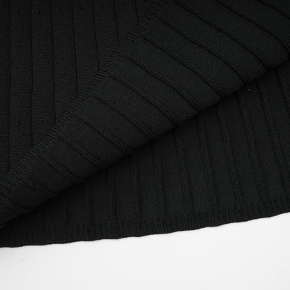 Nadège black ruffledneck knitted midi dress