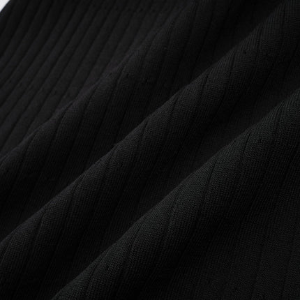 Nadège black ruffledneck knitted midi dress