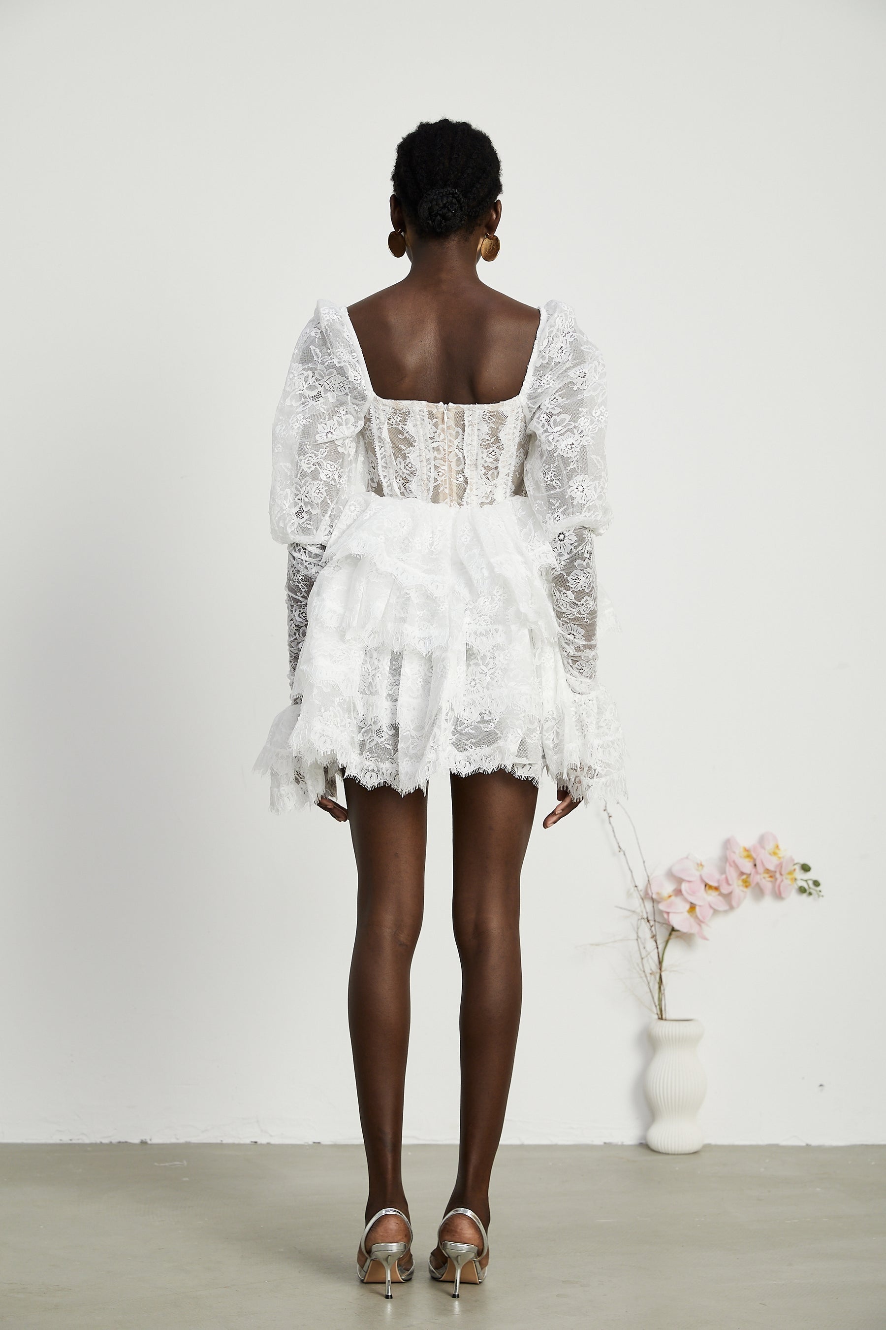 Nadine semisheer lacetrim mini dress