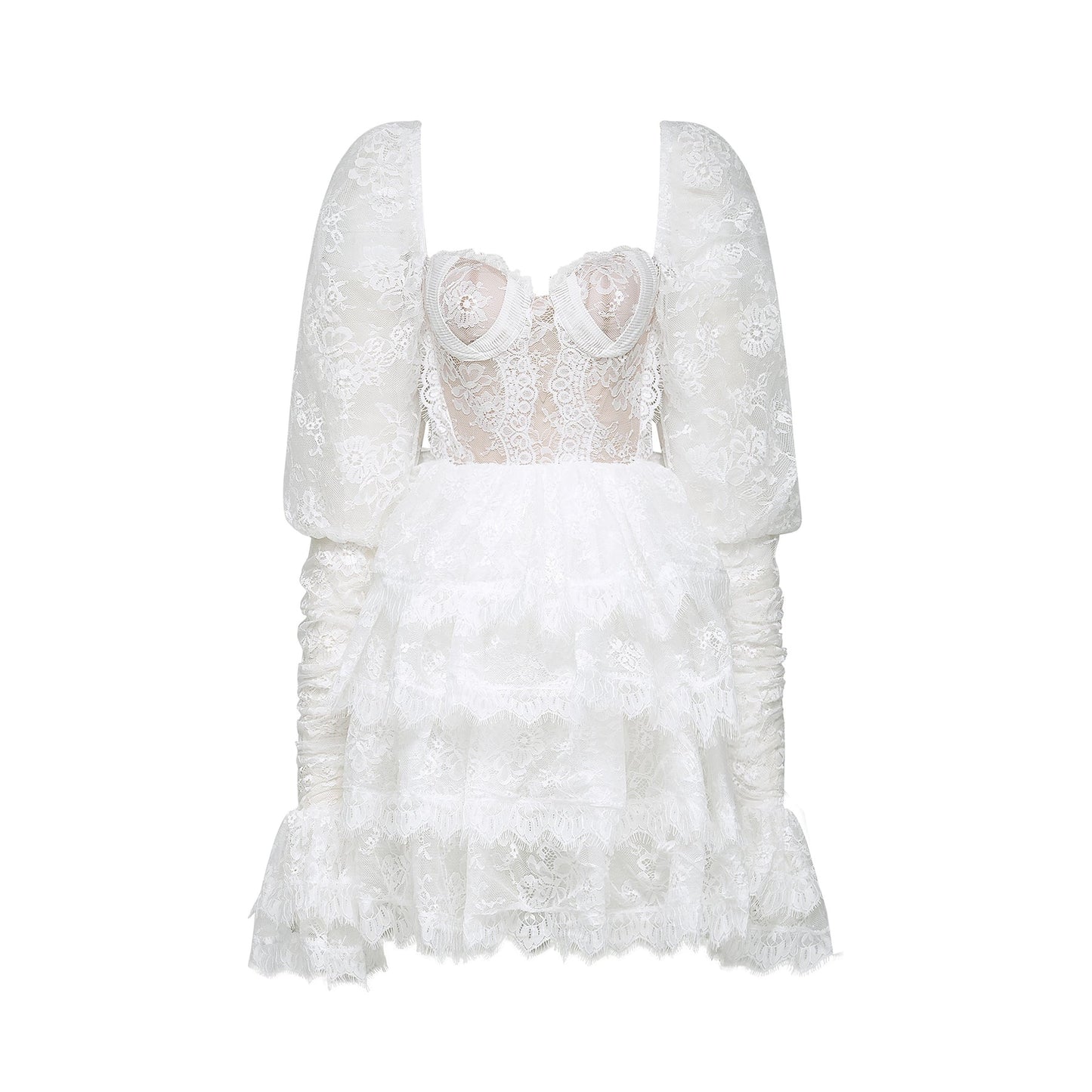 Nadine semisheer lacetrim mini dress