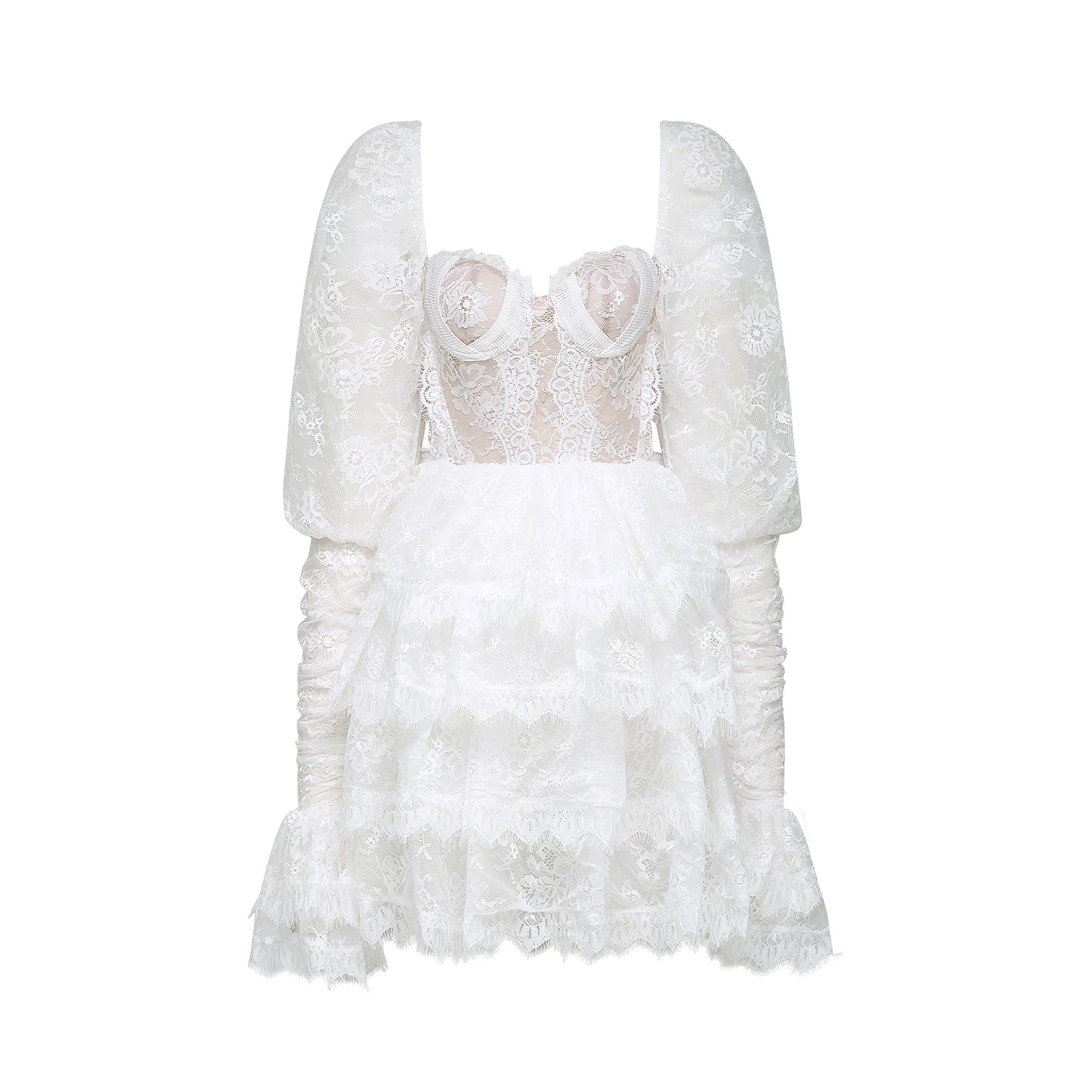 Nadine semisheer lacetrim mini dress