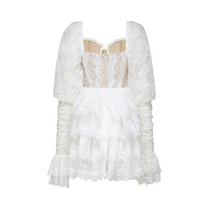 Nadine semisheer lacetrim mini dress