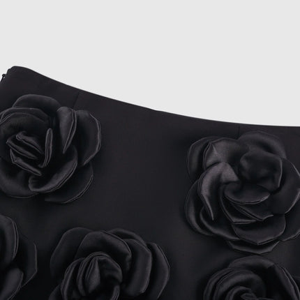 Nalini black fauxflower mini skirt
