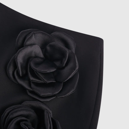 Nalini black fauxflower mini skirt