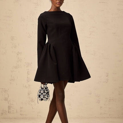 Natalie Black Long Sleeve Mini Dress