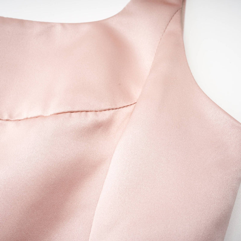 Natalina Pink Sleeveless Midi Dress with Bowknot Strap Detailing and Pleats in 100% Terylene Fiber