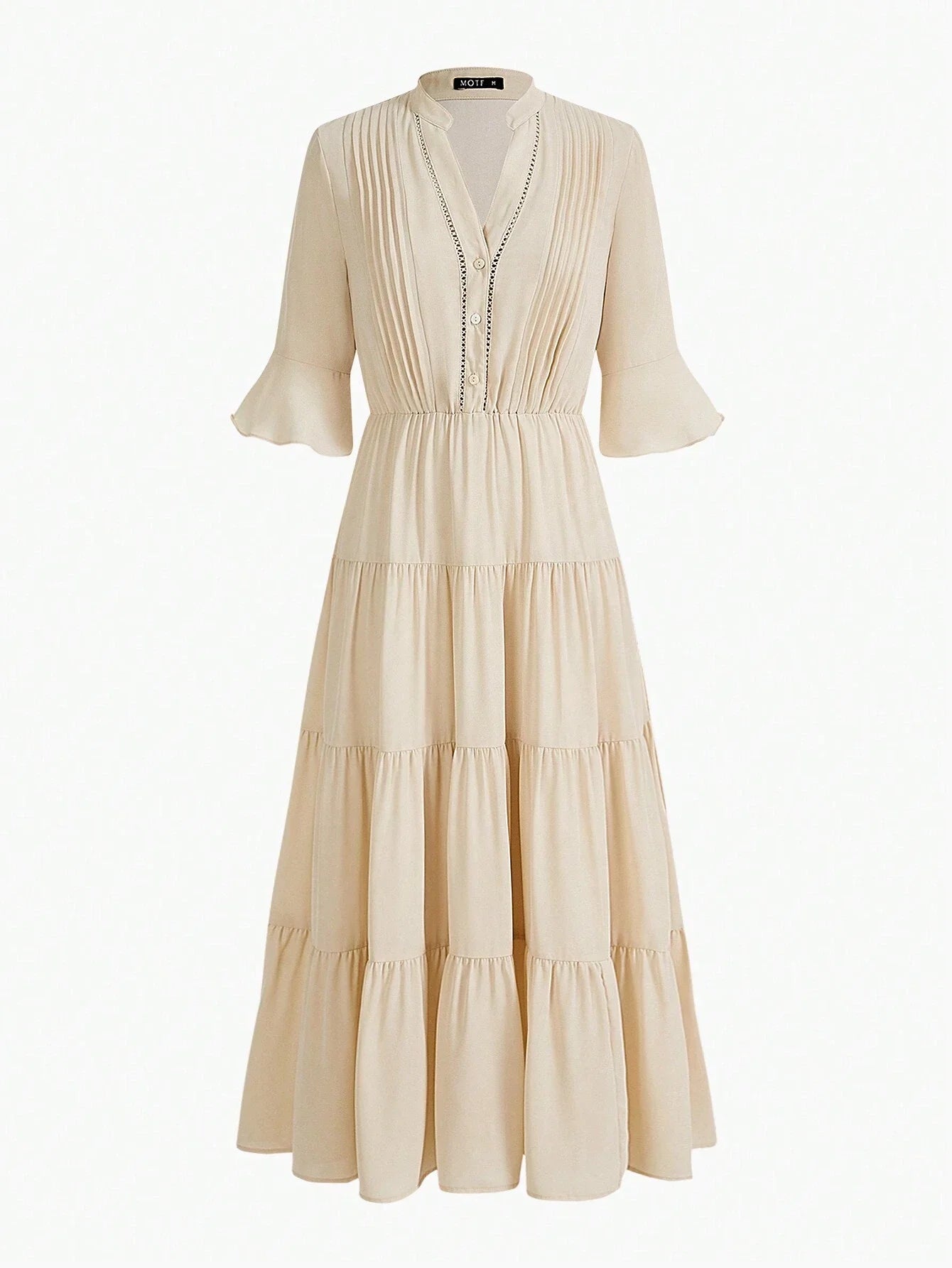 NECK FLARE SLEEVE TIERED HEM DRESSSUMMER OUTFITS