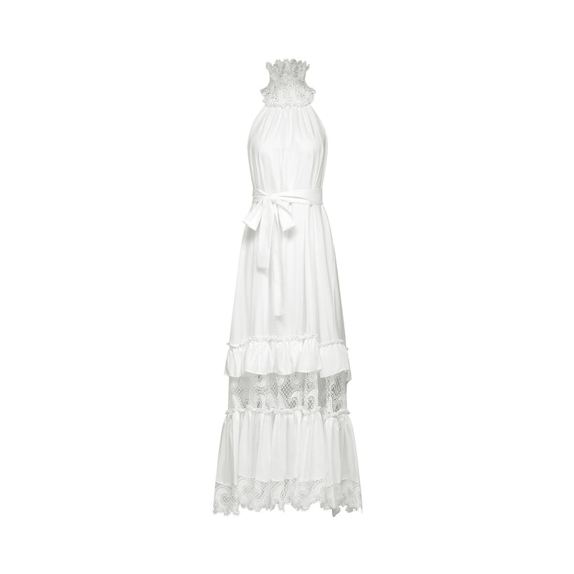 Neri white guipurelace midi dress