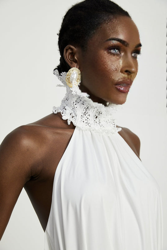 Neri white guipurelace midi dress