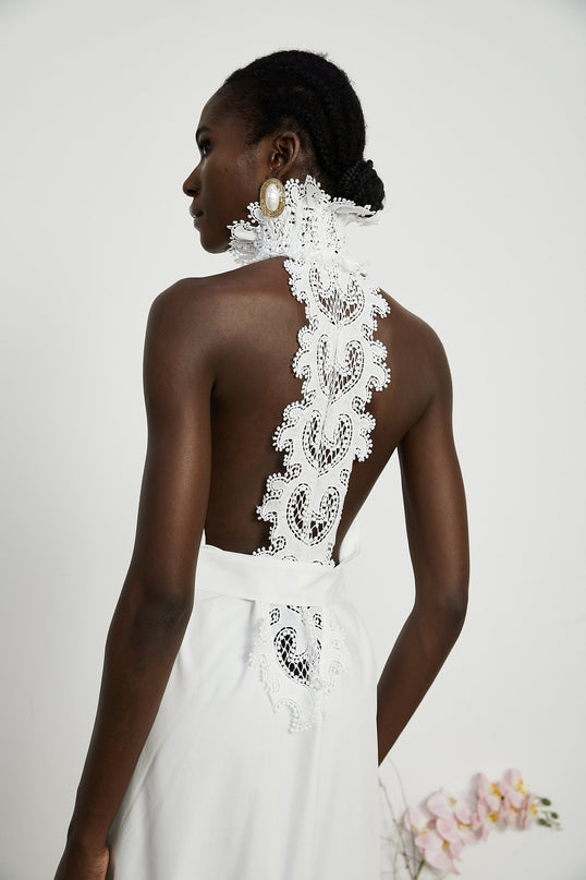 Neri white guipurelace midi dress