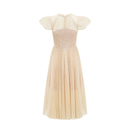 Nerissa embroidered pleated midi dress