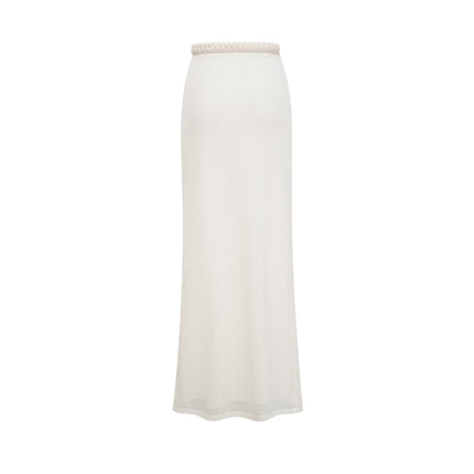 Neutrals Prunelle Crochet Knit Two-Piece Top and Skirt Set