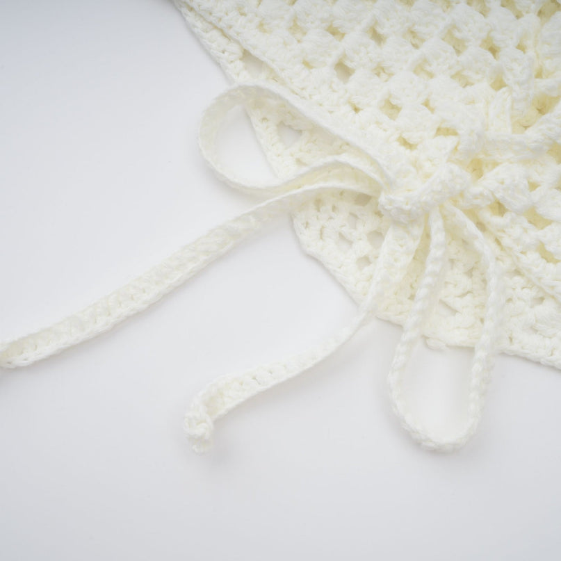 Neutrals Prunelle Crochet Knit Two-Piece Top and Skirt Set