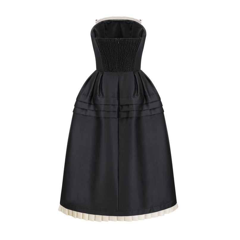 Nicole Black and White Bow Detail Midi Dress