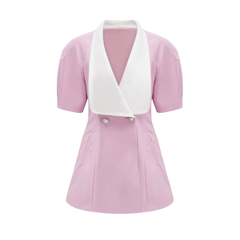 Nives Pink Mini Dress Panelled Bowknot