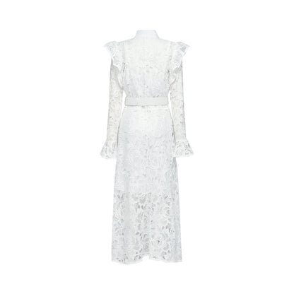 Noémie floralembroidered midi dress in White
