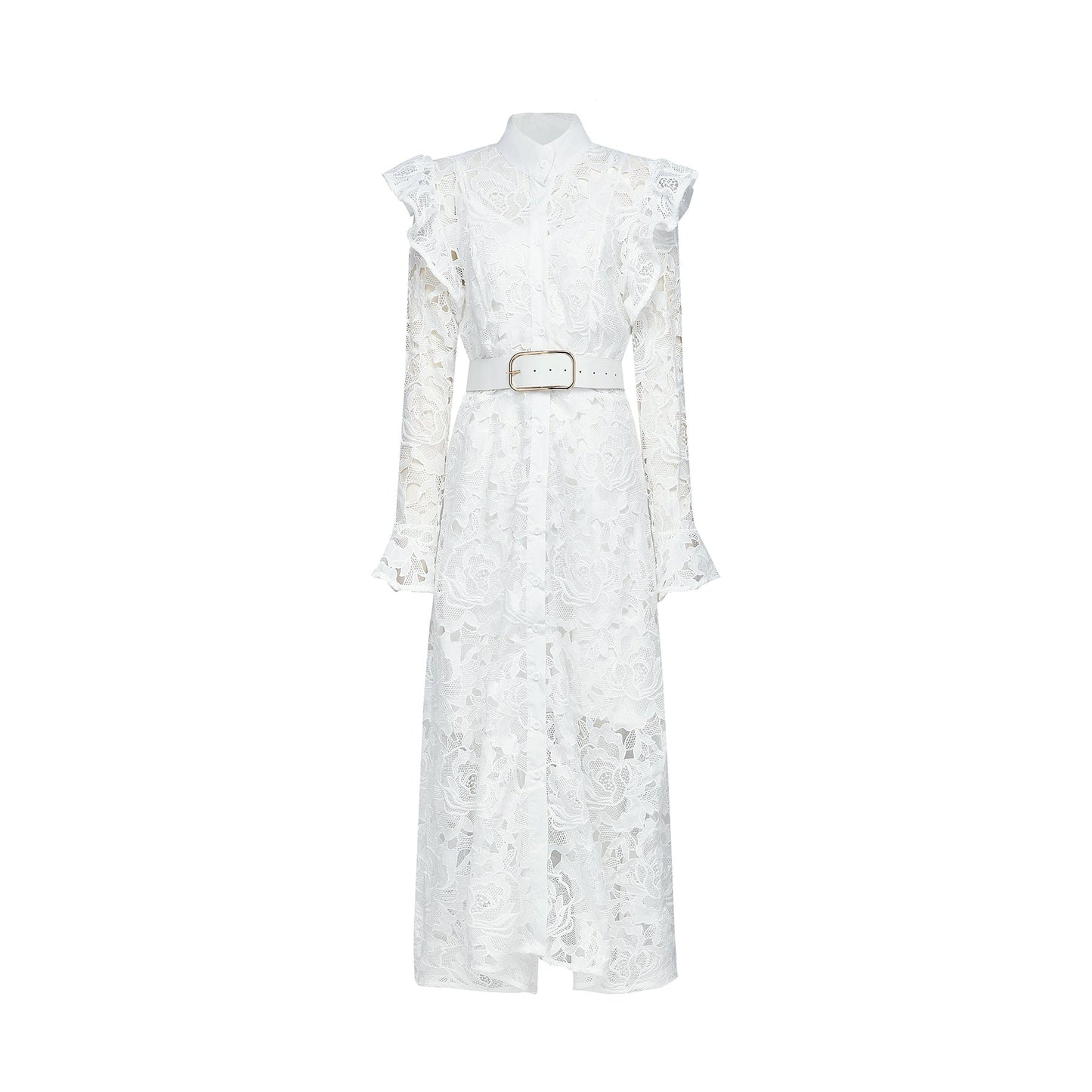 Noémie floralembroidered midi dress in White