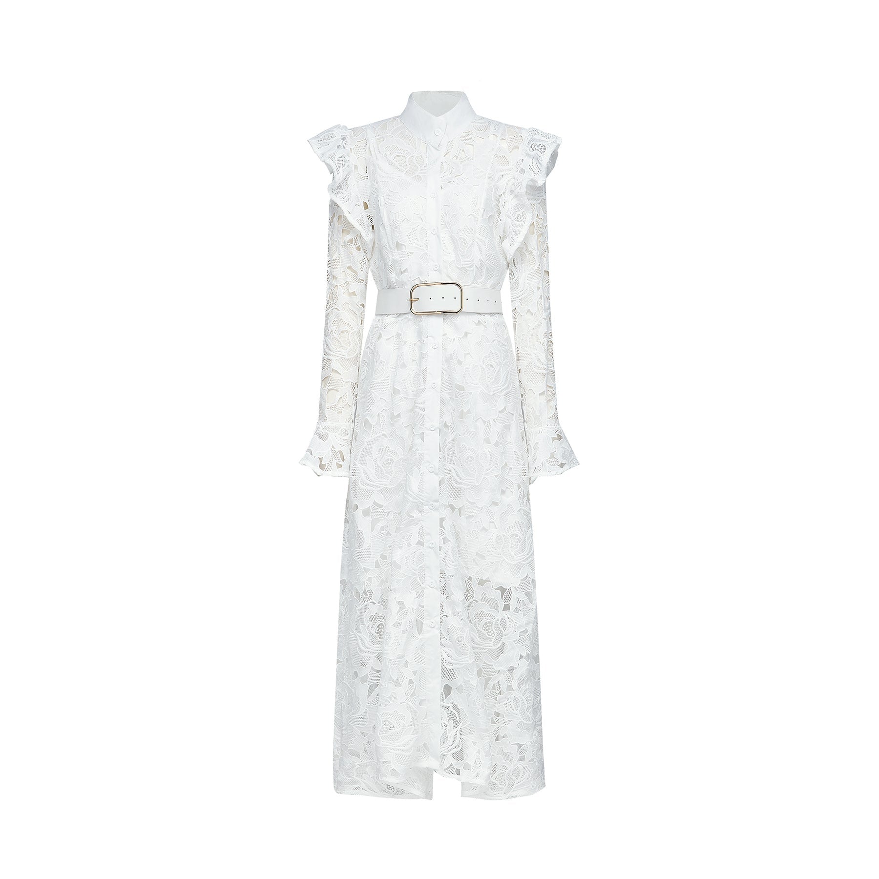 Noémie floralembroidered midi dress in White
