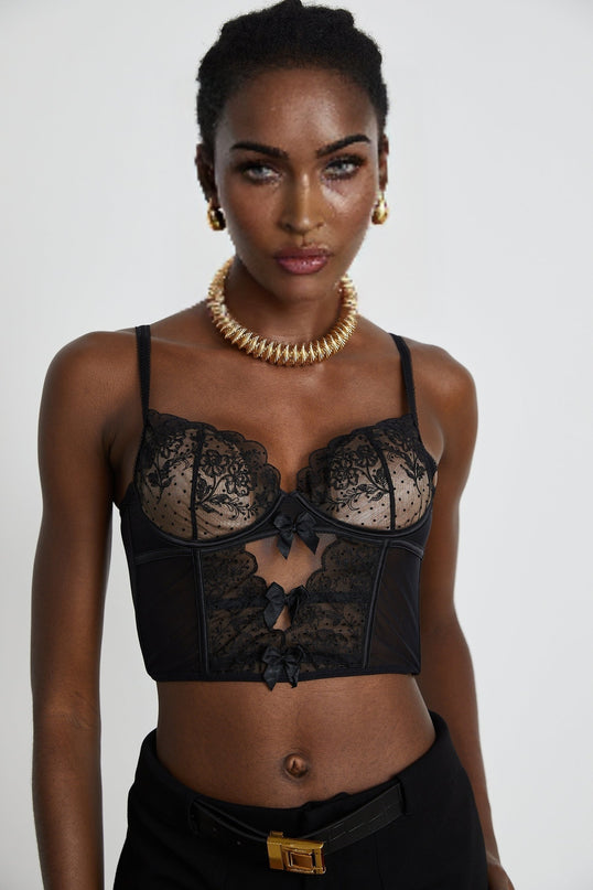 Noémie lacedetail mesh vest top